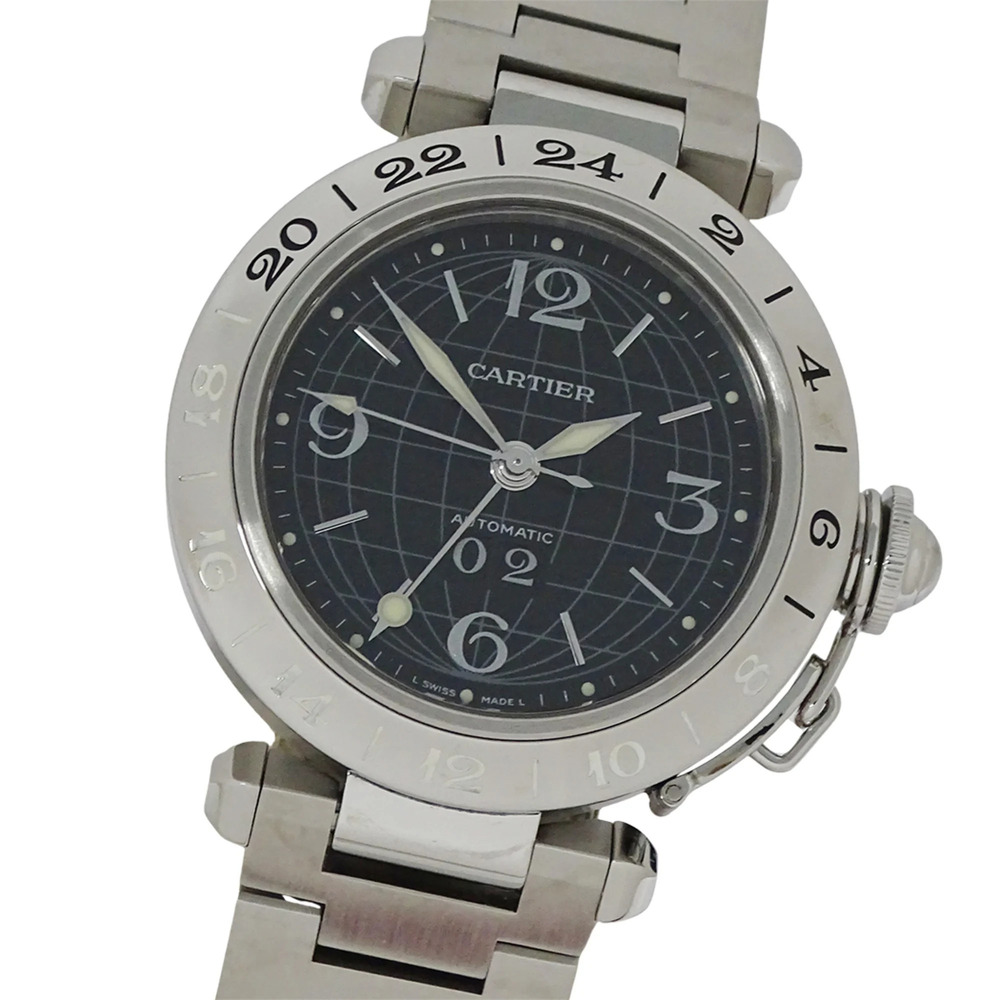 Cartier Pasha C Meridian GMT Date Automatic Watch for Boys, Stainless Steel (...